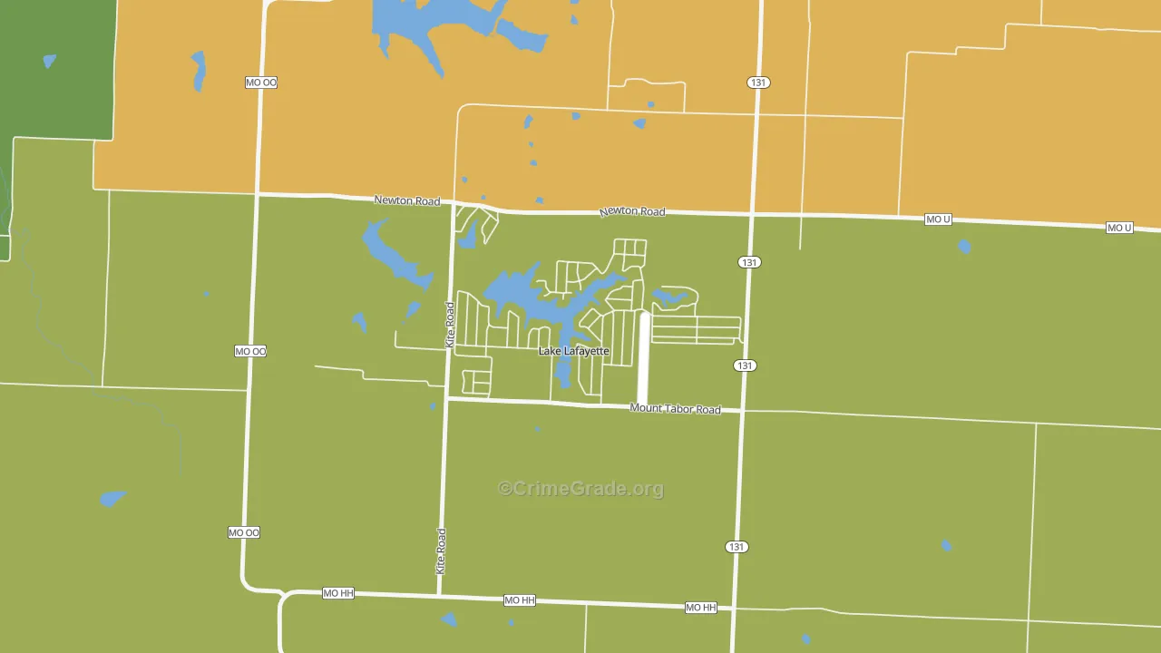 Lake Lafayette, MO Map of Robbery Rates