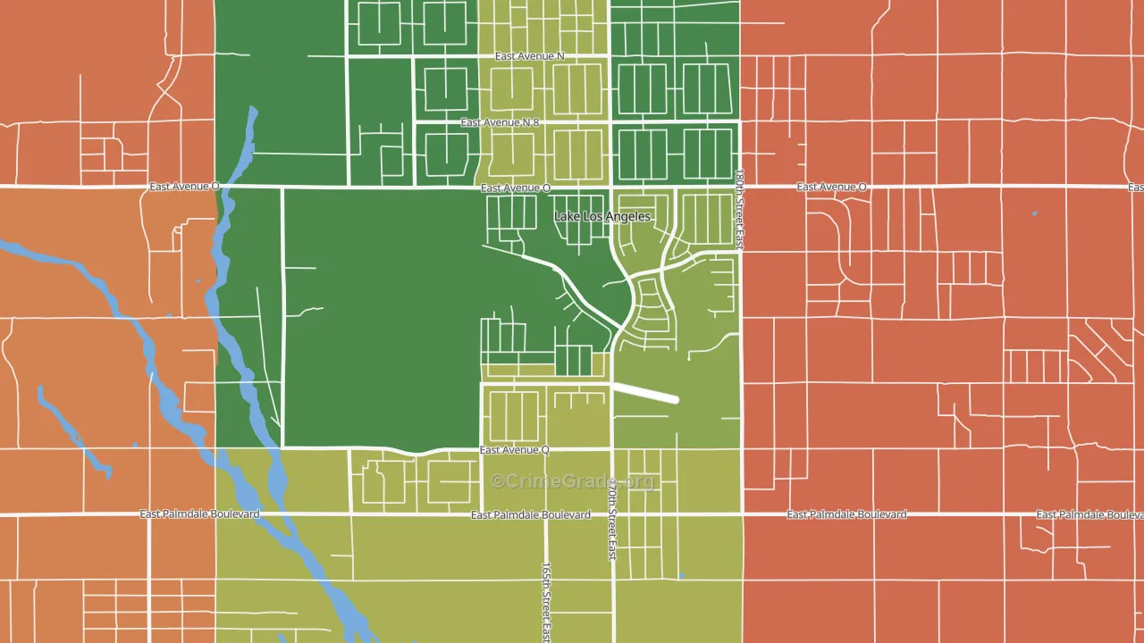 Lake Los Angeles, CA Map of Robbery Rates