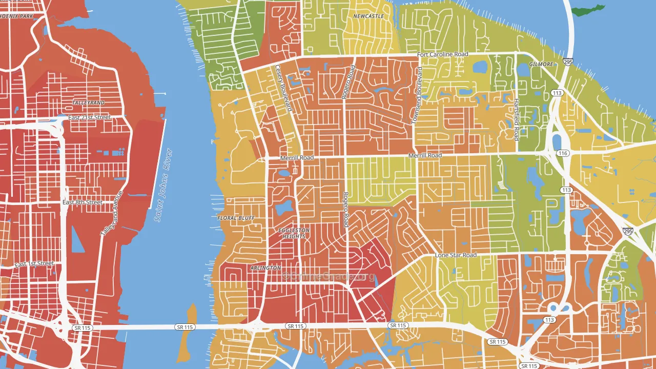 Lake Lucina, Jacksonville, FL Map of Robbery Rates