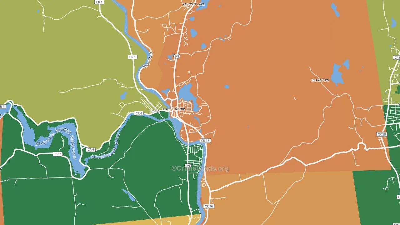 Lake Luzerne, NY Map of Robbery Rates