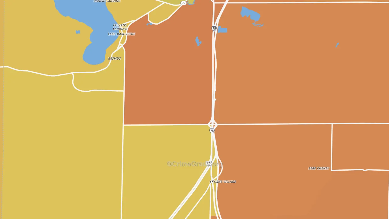 Lake Margrethe, MI Map of Robbery Rates