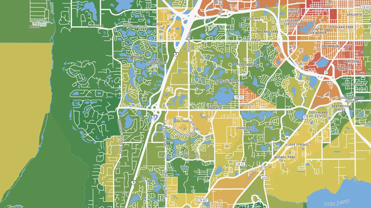 Lake Mary, FL Map of Robbery Rates