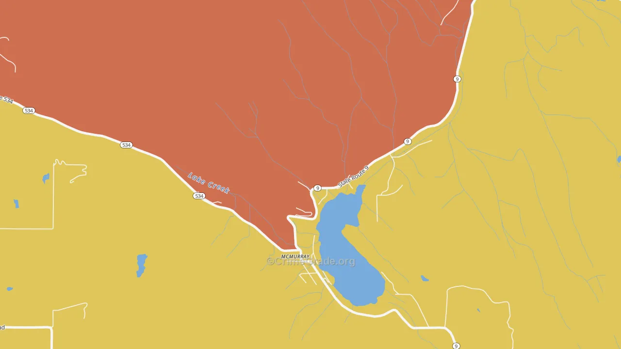 Lake McMurray, WA Map of Robbery Rates