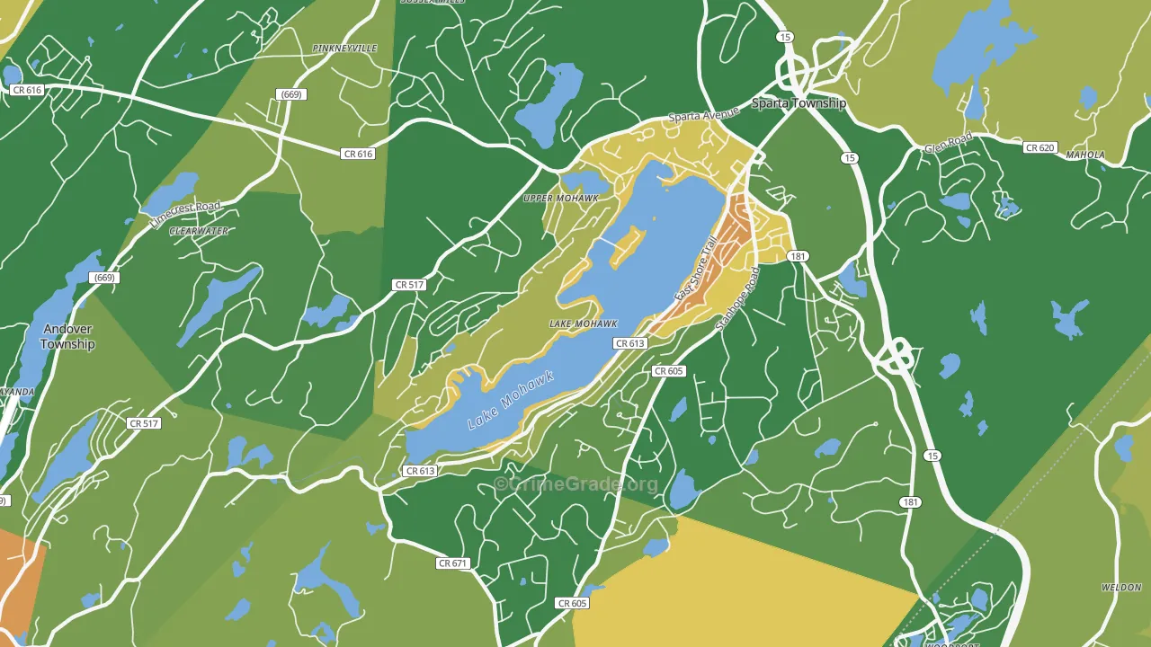 Lake Mohawk, NJ Map of Robbery Rates