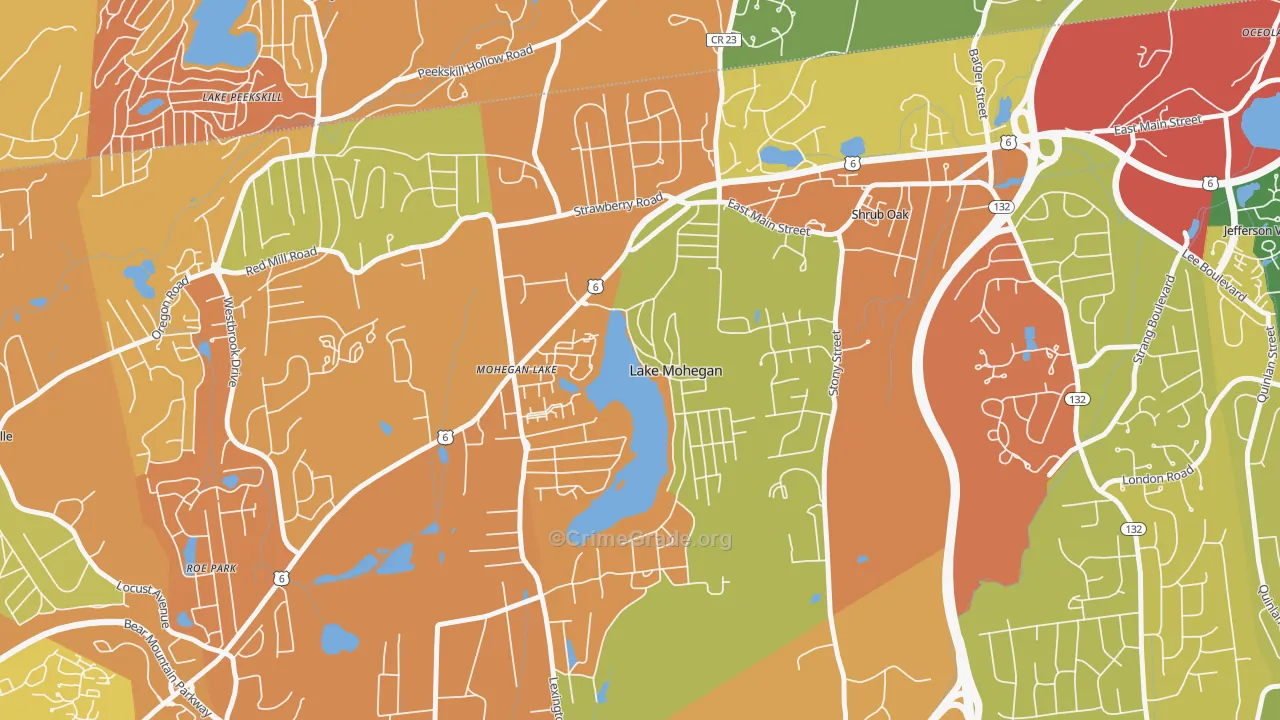Lake Mohegan, NY Map of Robbery Rates