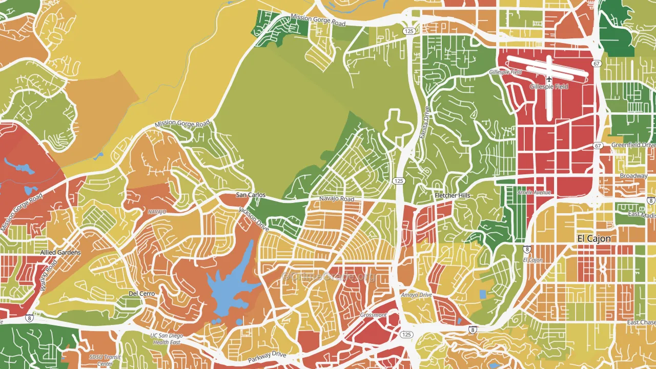 Lake Murray, San Diego, CA Map of Robbery Rates