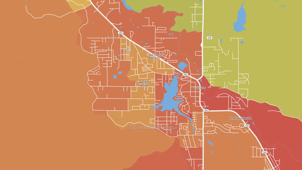 Lake of the Woods, AZ Map of Robbery Rates