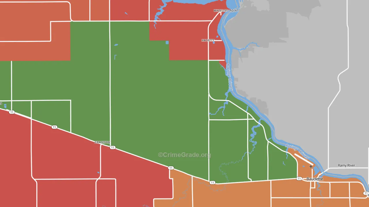 Lake of the Woods County, MN Map of Robbery Rates