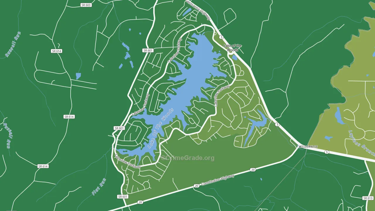 Lake of the Woods, VA Map of Robbery Rates