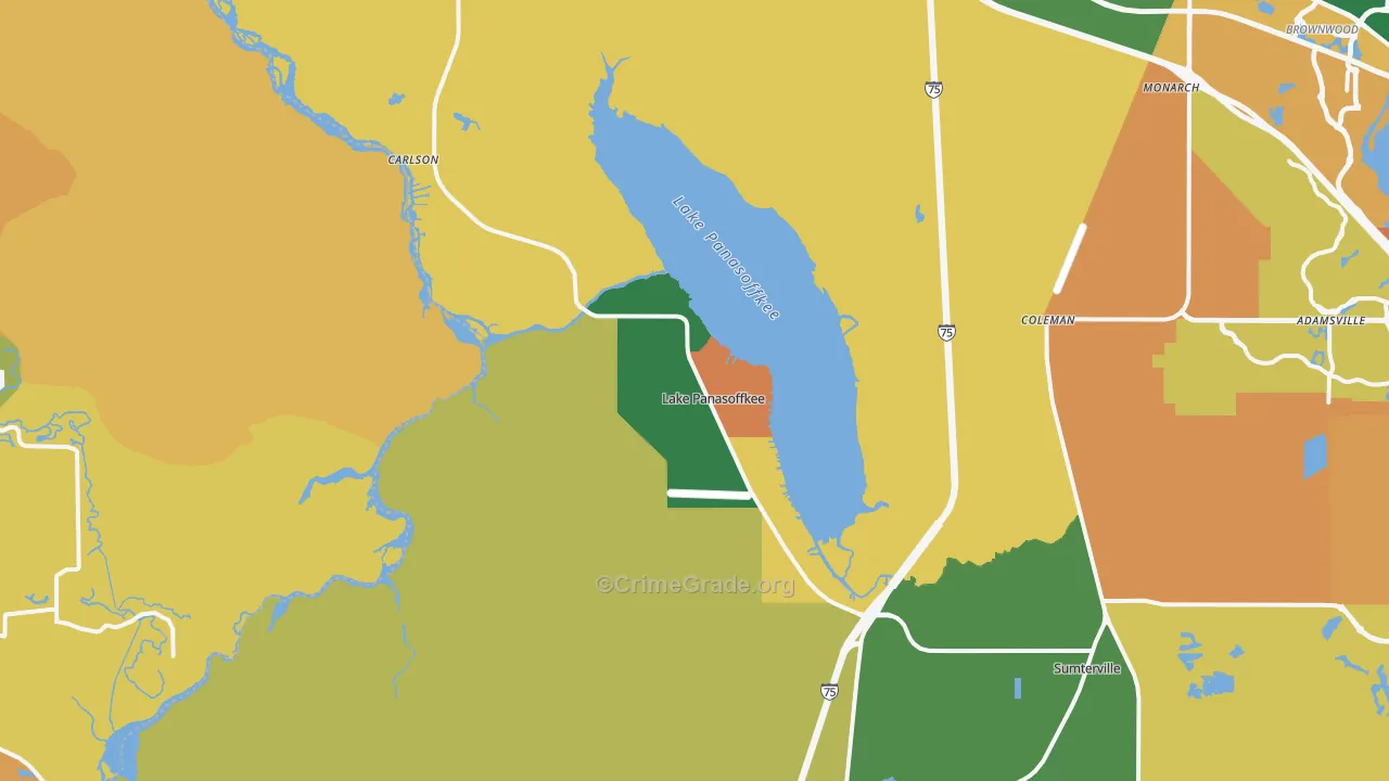 Lake Panasoffkee, FL Map of Robbery Rates