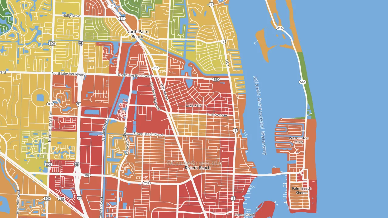 Lake Park, FL Map of Robbery Rates