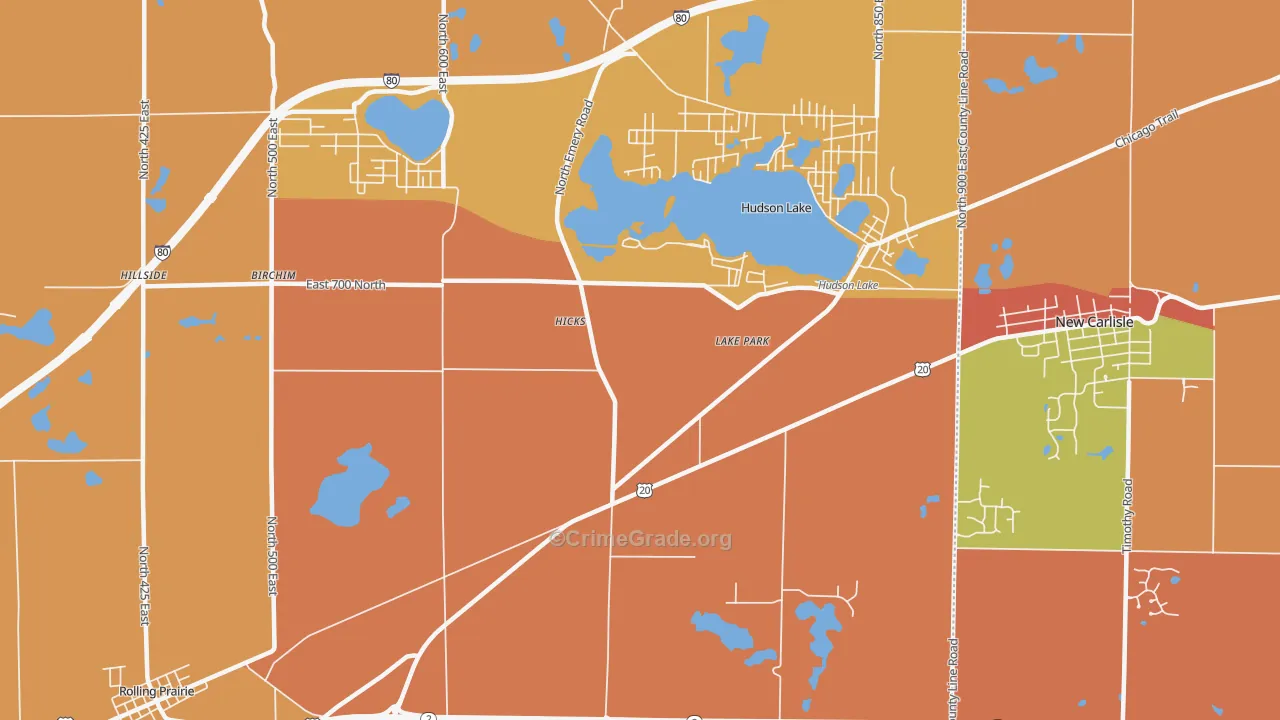Lake Park, IN Map of Robbery Rates