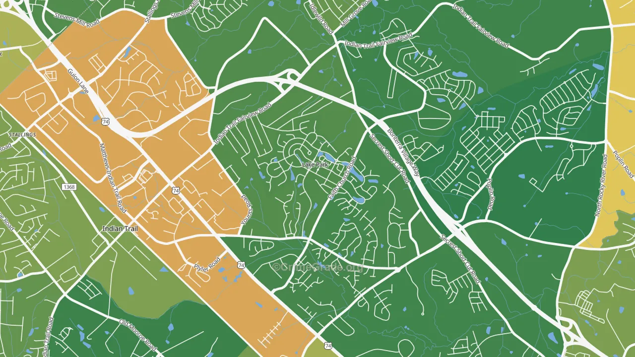 Lake Park, NC Map of Robbery Rates