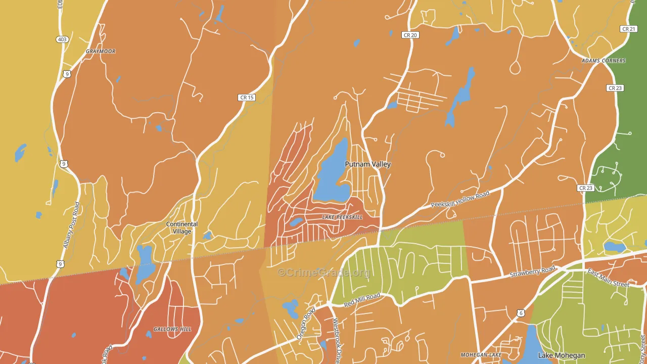 Lake Peekskill, NY Map of Robbery Rates