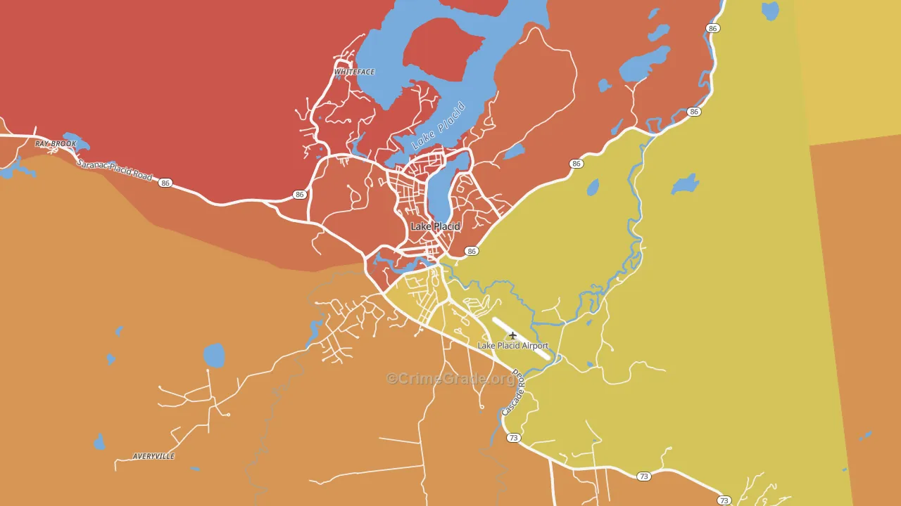 Lake Placid, NY Map of Robbery Rates