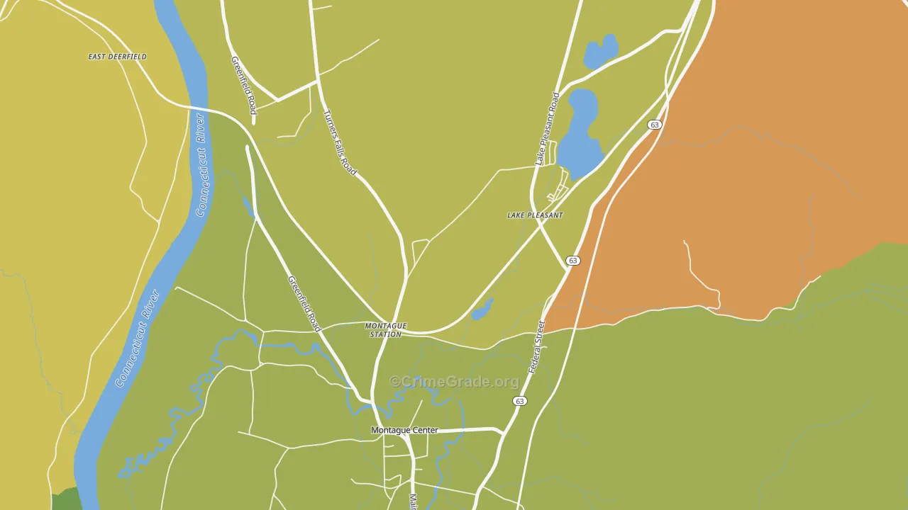 Lake Pleasant, MA Map of Robbery Rates