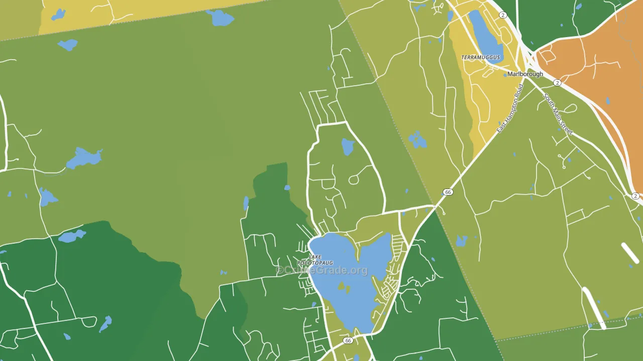 Lake Pocotopaug, CT Map of Robbery Rates