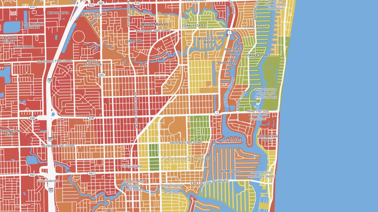 Lake Ridge, Fort Lauderdale, FL Map of Robbery Rates