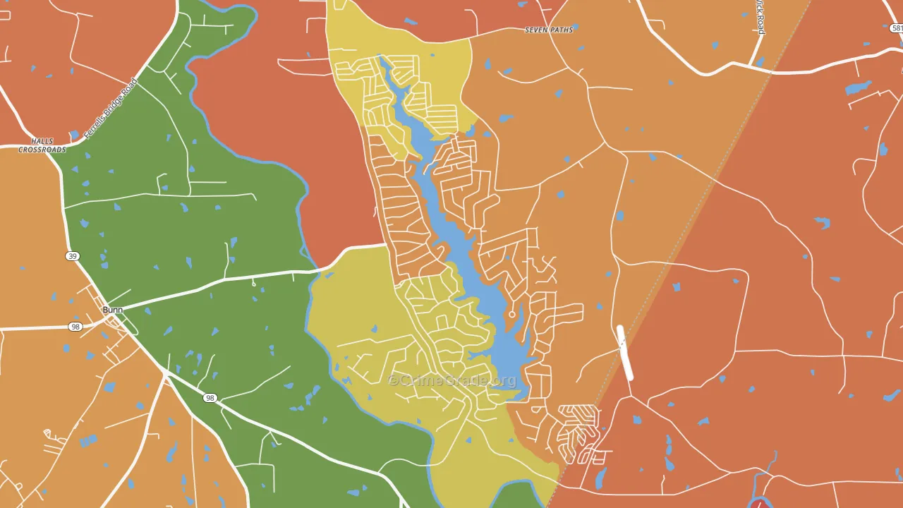 Lake Royale, NC Map of Robbery Rates