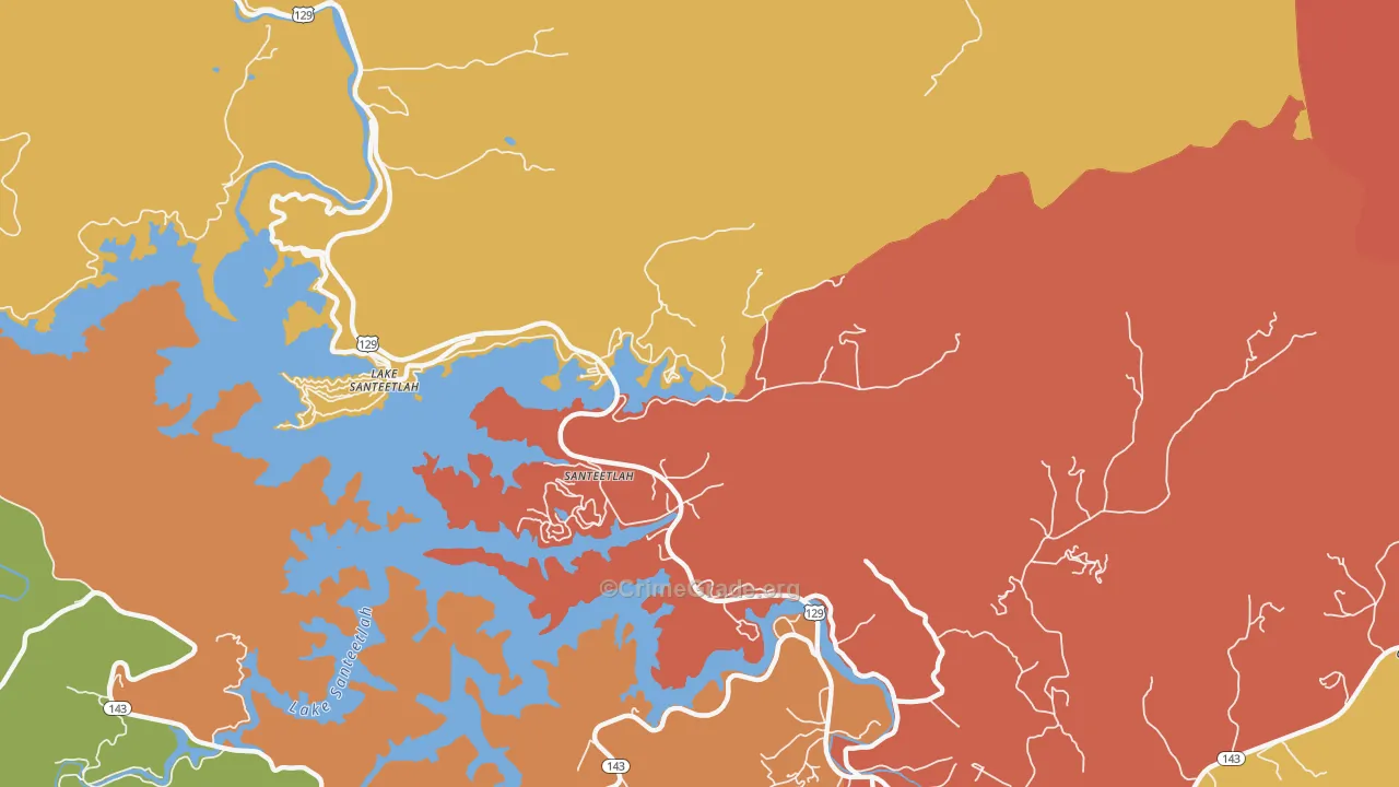 Lake Santeetlah, NC Map of Robbery Rates