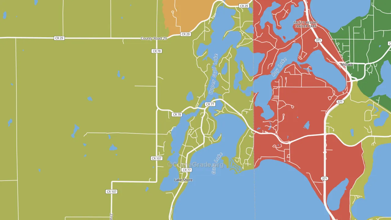 Lake Shore, MN Map of Robbery Rates