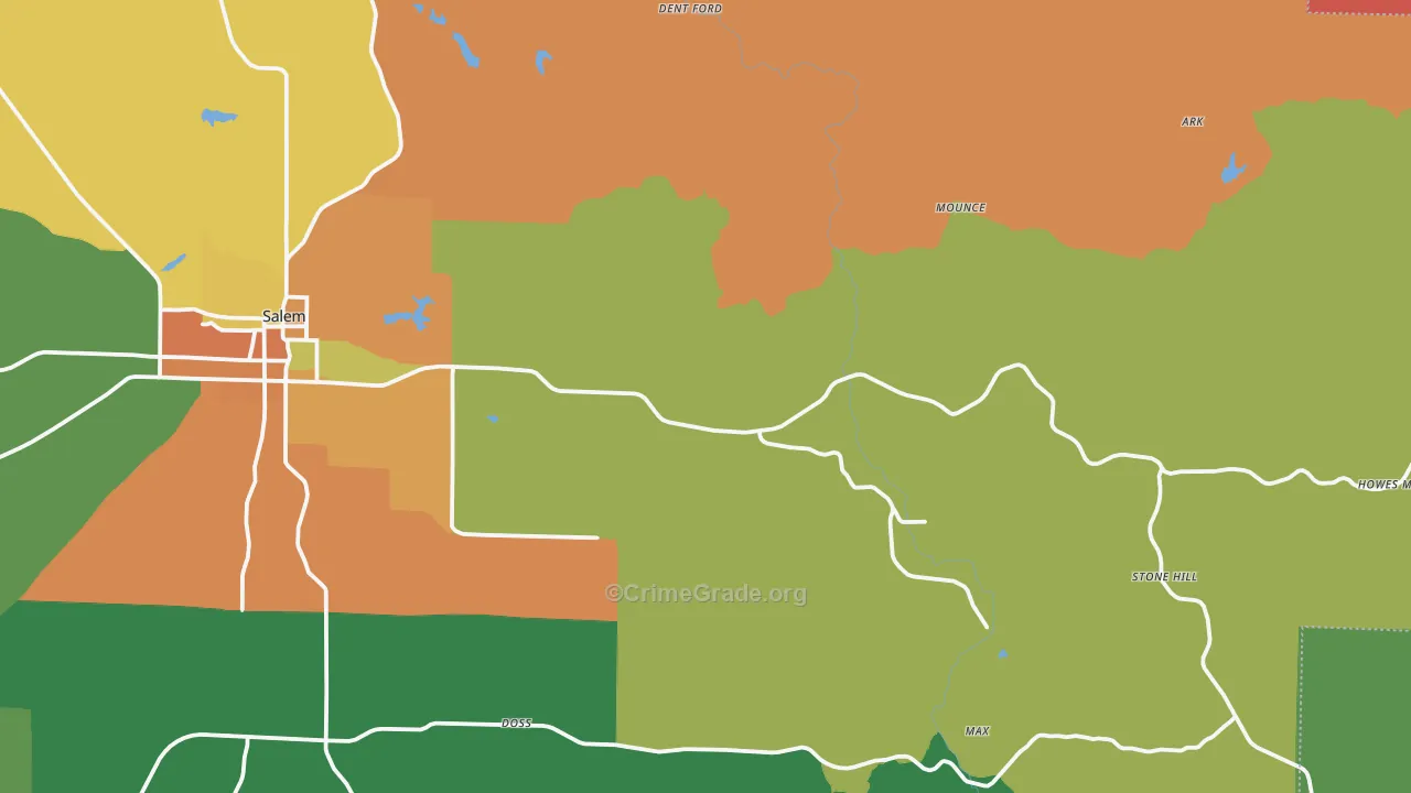 Lake Spring, MO Map of Robbery Rates