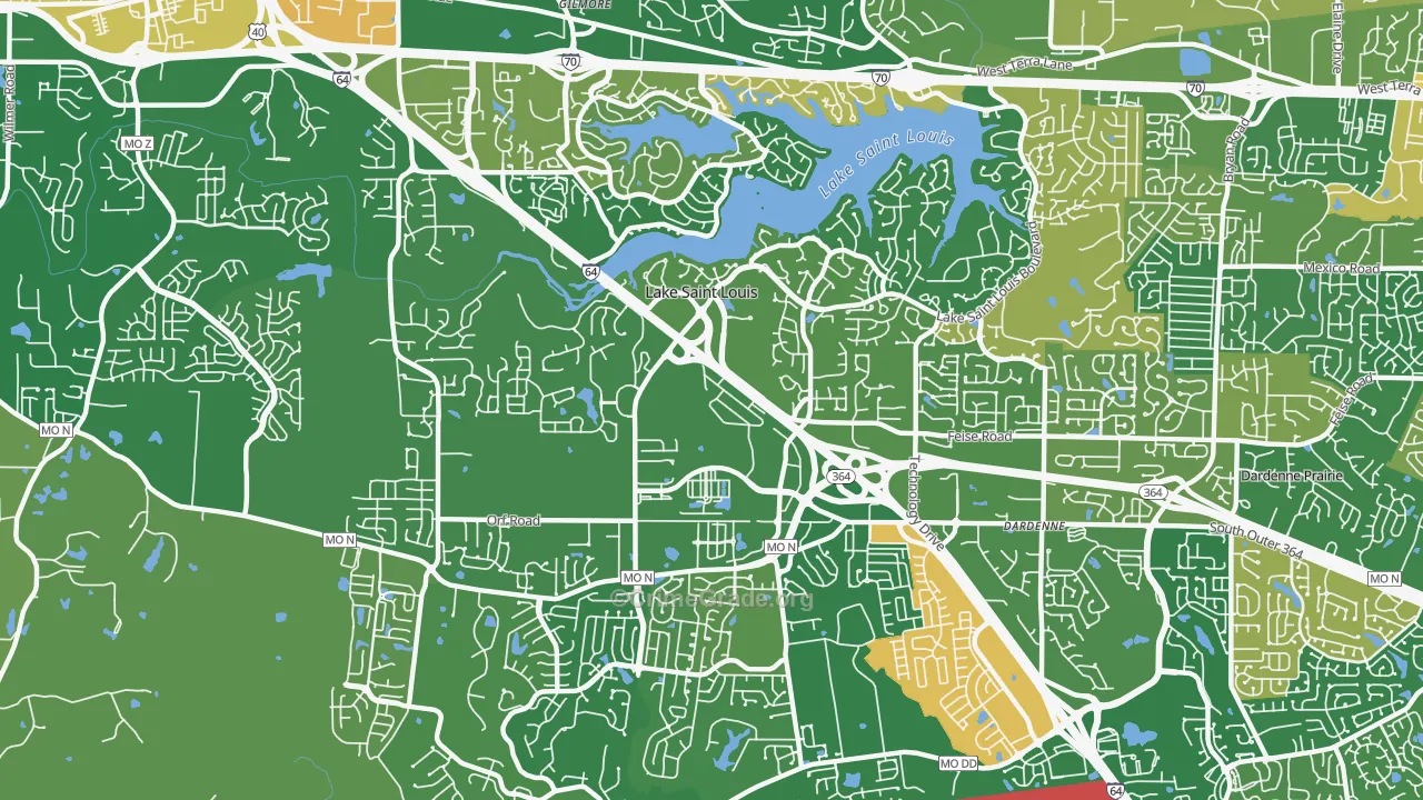 Lake St. Louis, MO Map of Robbery Rates