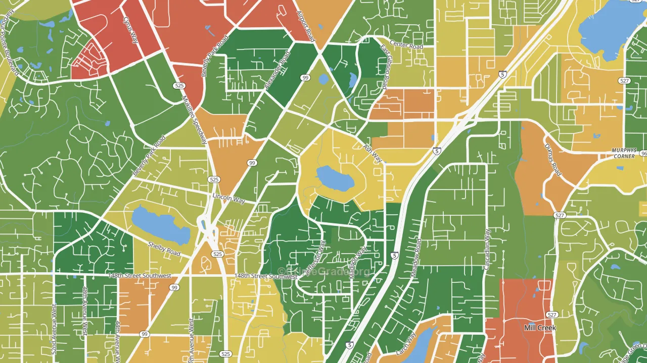 Lake Stickney, WA Map of Robbery Rates