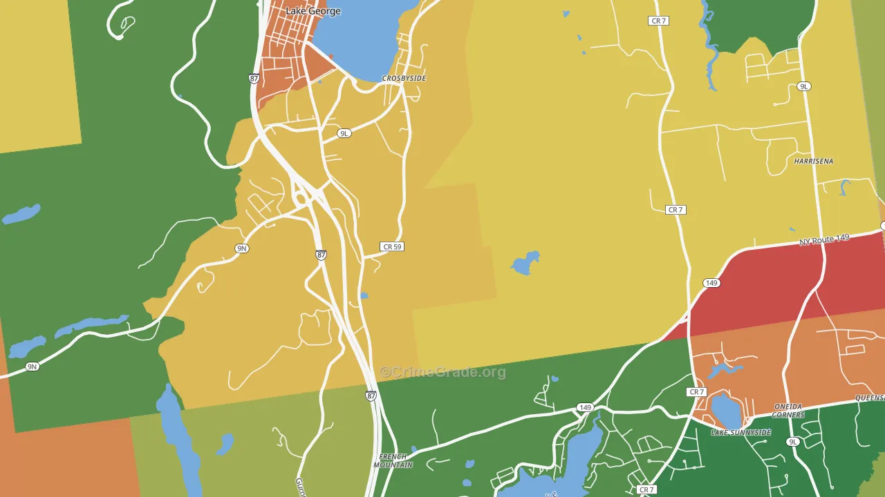 Lake Sunnyside, NY Map of Robbery Rates