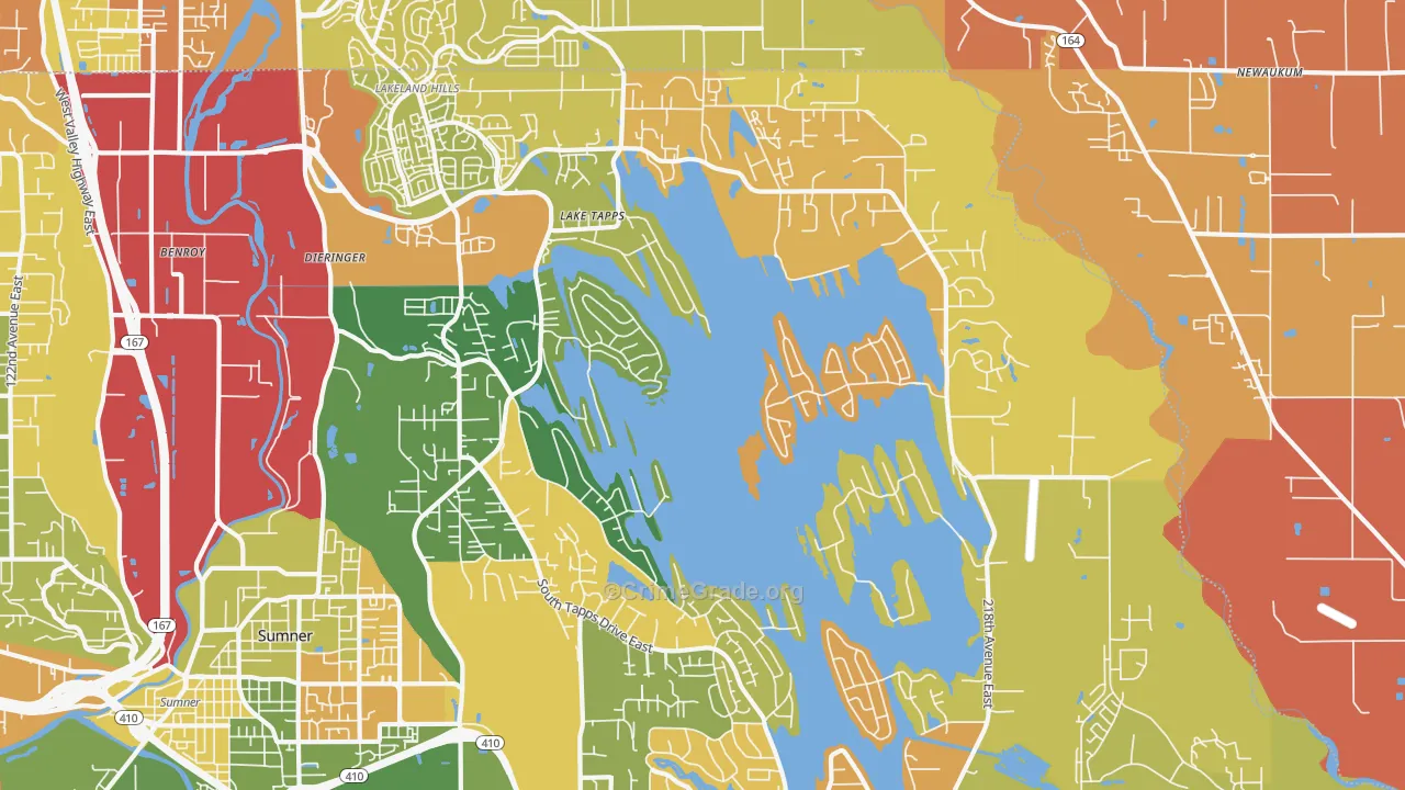 Lake Tapps, WA Map of Robbery Rates
