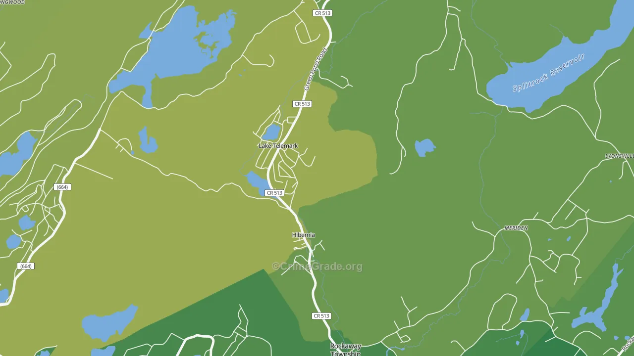 Lake Telemark, NJ Map of Robbery Rates