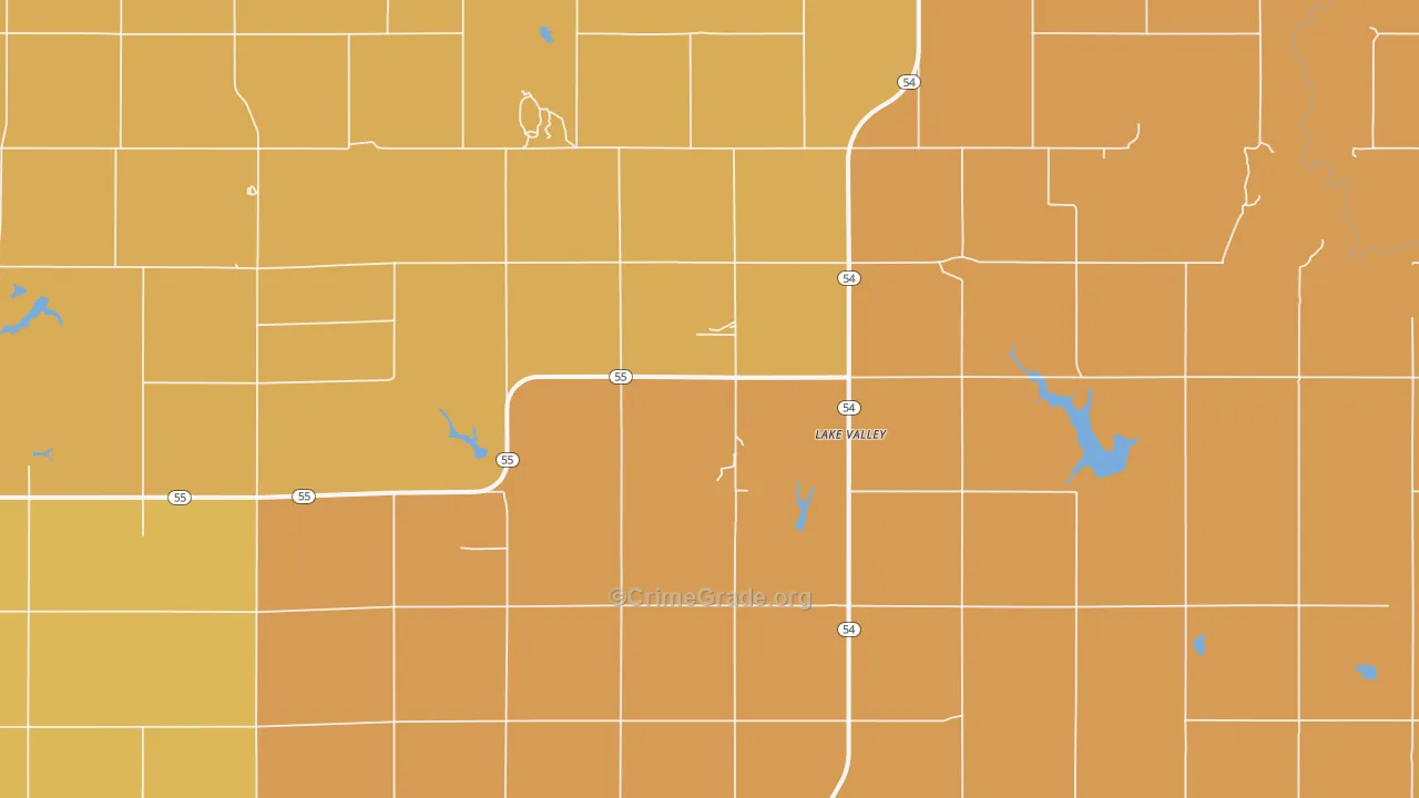 Lake Valley, OK Map of Robbery Rates