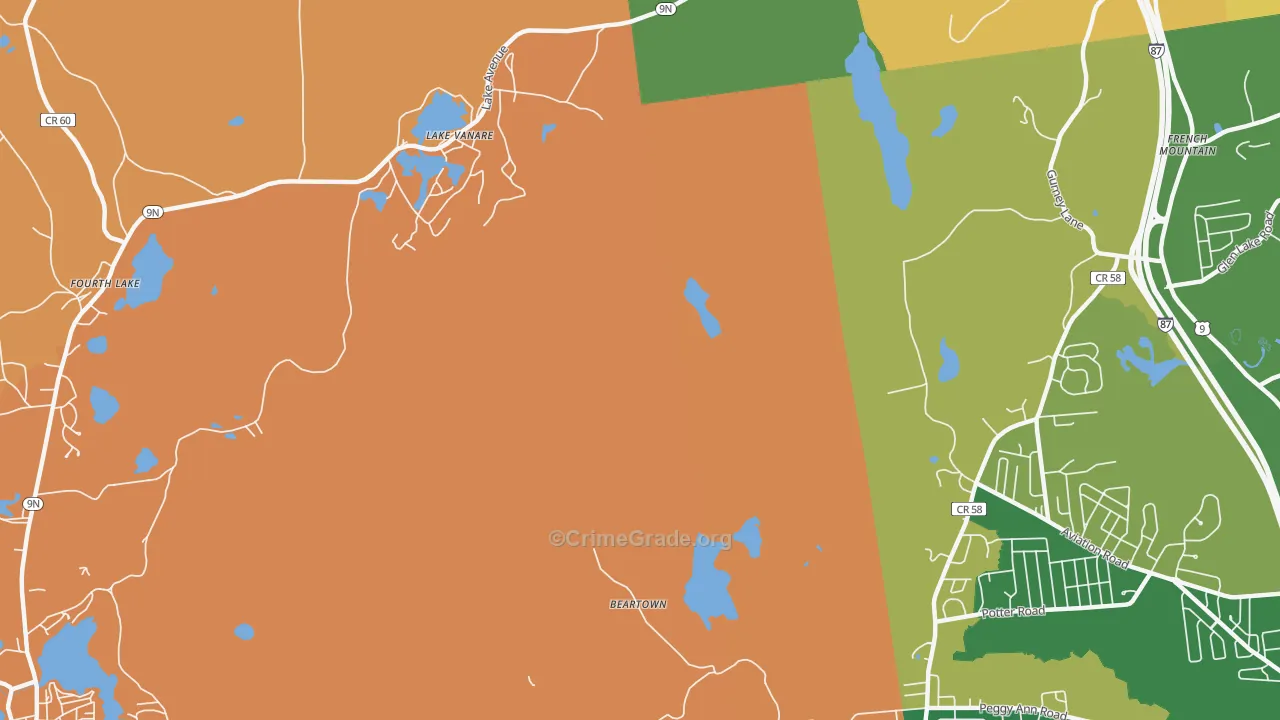 Lake Vanare, NY Map of Robbery Rates