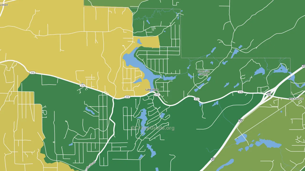 Lake View, AL Map of Robbery Rates