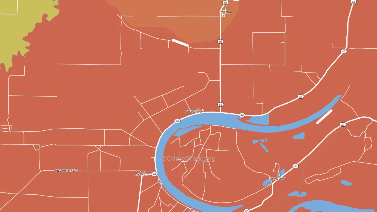 Lake View, AR Map of Robbery Rates
