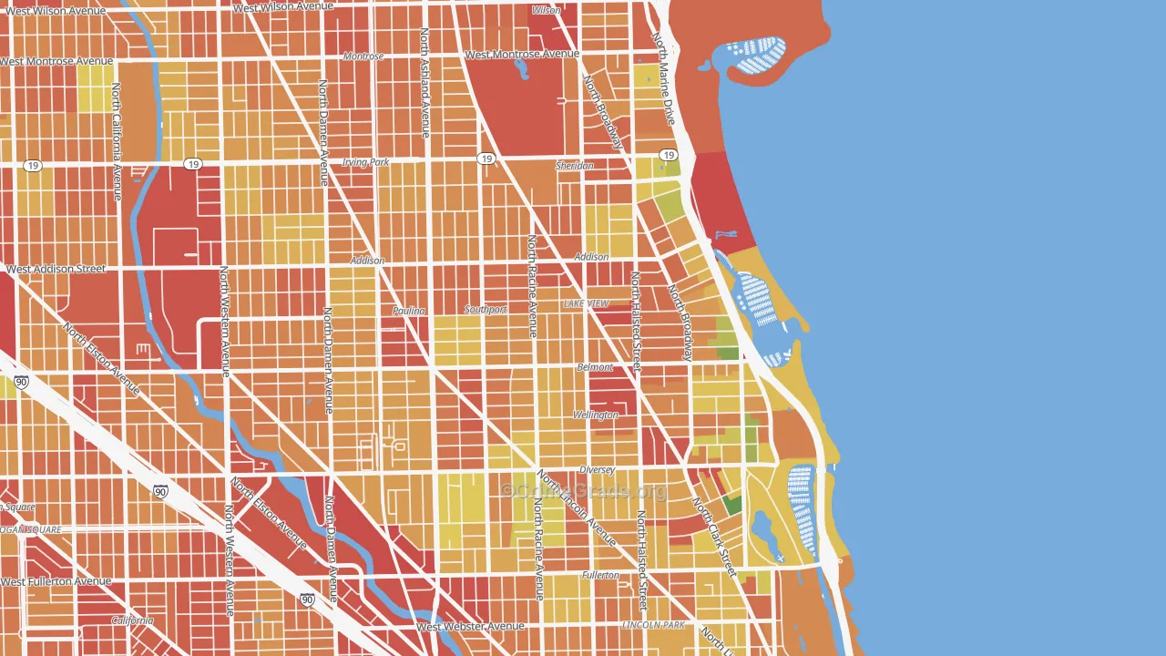 Lake View, Chicago, IL Map of Robbery Rates