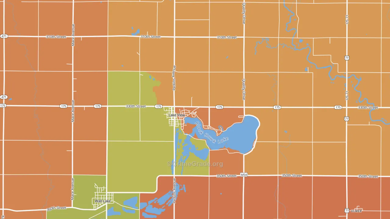 Lake View, IA Map of Robbery Rates
