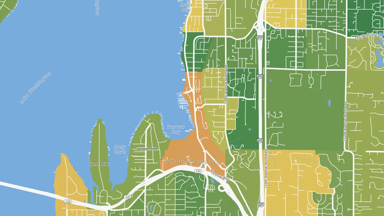 Lake View, Kirkland, WA Map of Robbery Rates