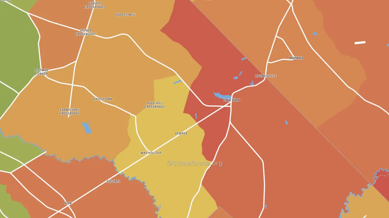 Lake View, SC Map of Robbery Rates