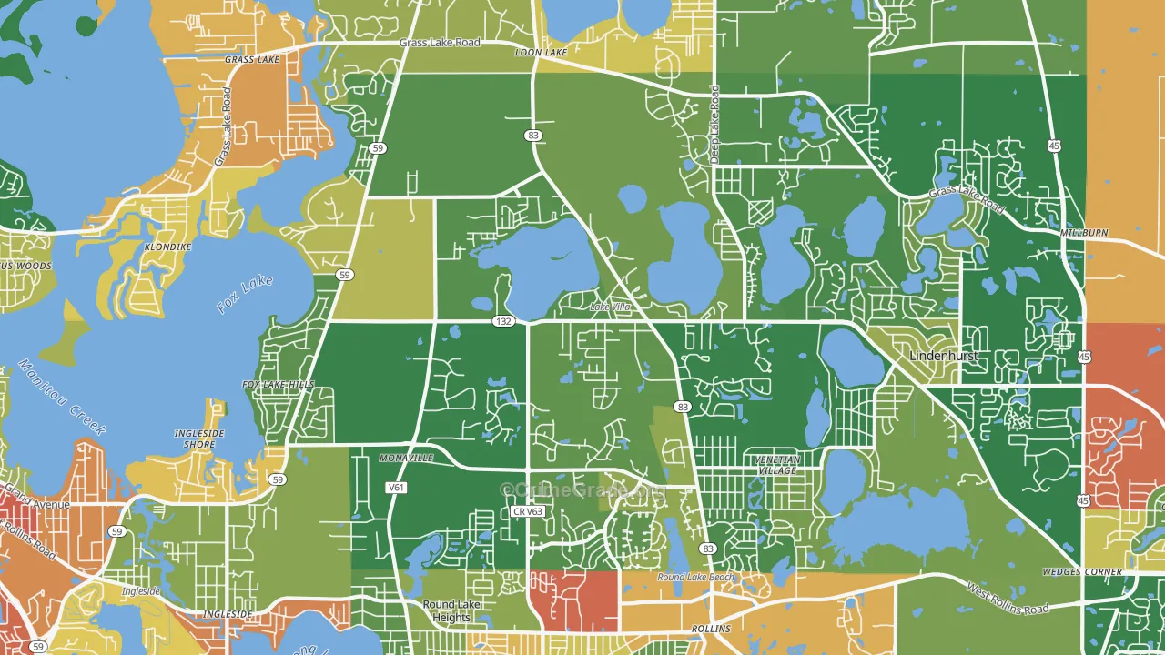 Lake Villa, IL Map of Robbery Rates