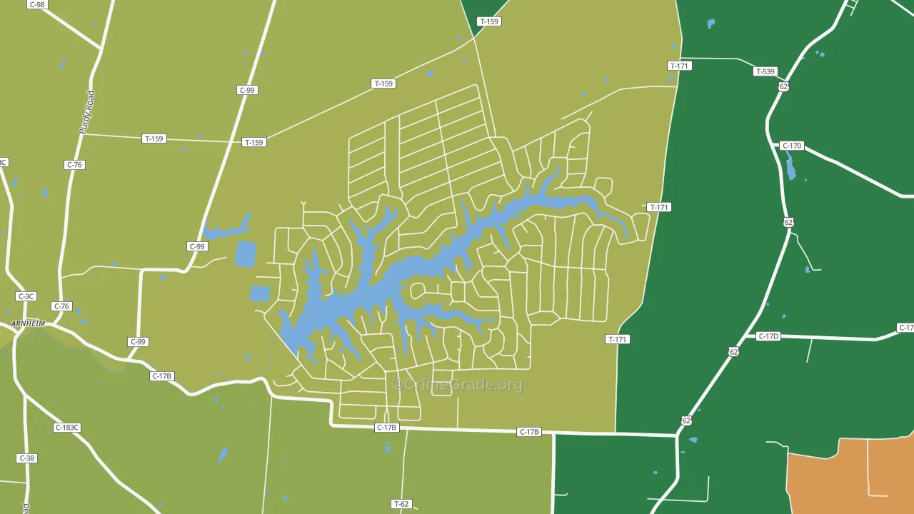 Lake Waynoka, OH Map of Robbery Rates
