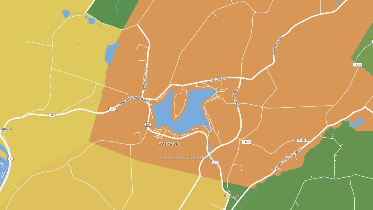 Lake Winola, PA Map of Robbery Rates