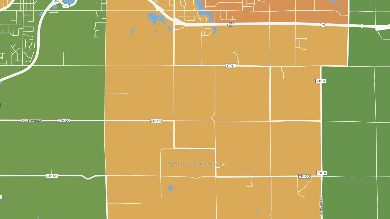 Lake Wissota, WI Map of Robbery Rates