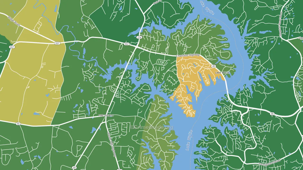 Lake Wylie, SC Map of Robbery Rates