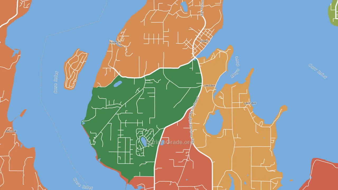 Lakebay, WA Map of Robbery Rates