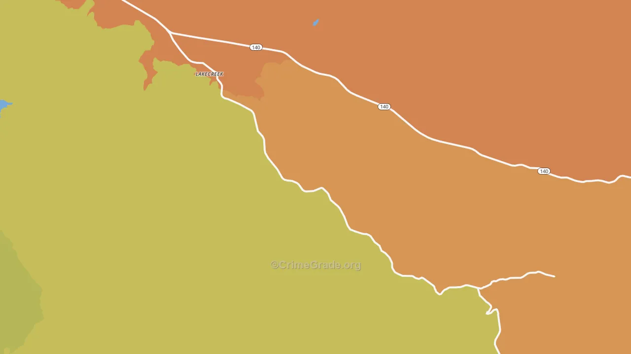 Lakecreek, OR Map of Robbery Rates