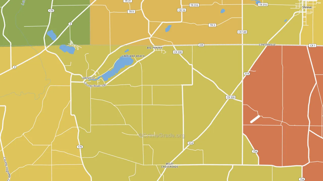 Lakeland Beach, OH Map of Robbery Rates