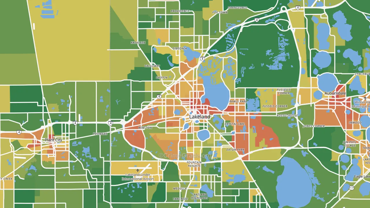 Lakeland, FL Map of Robbery Rates