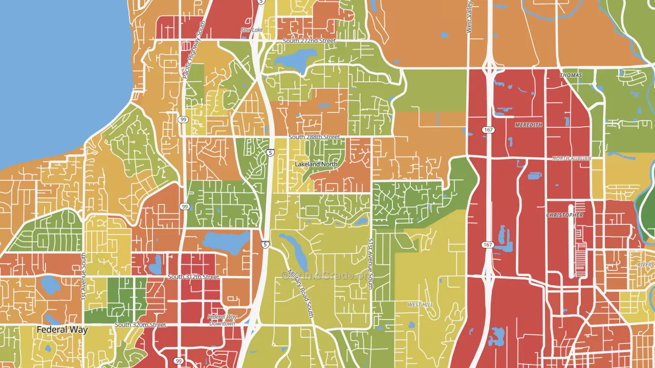 Lakeland North, WA Map of Robbery Rates