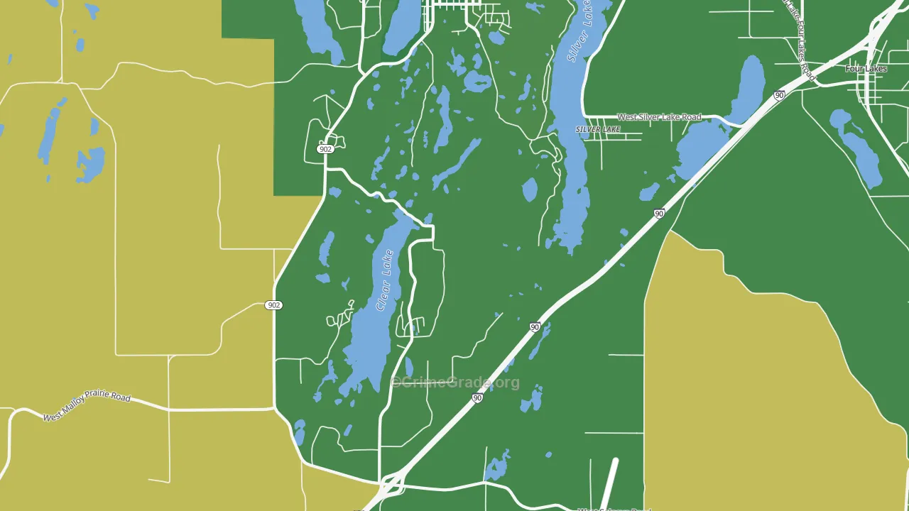 Lakeland Village, WA Map of Robbery Rates